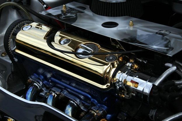 beautiful gold plated car engine